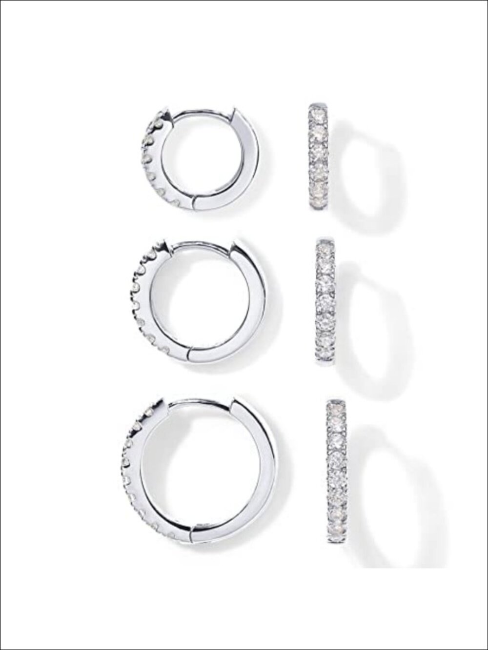 14K Gold Plated CZ Huggie Hoop Earrings Set of 3 Women Hypoallergenic
